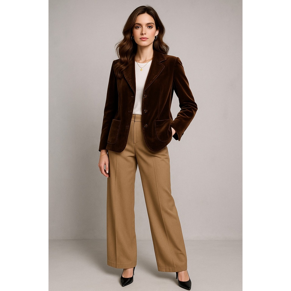 Vintage Mr Alex Coleman Brown‎ Velvet Blazer Womens 14 16  Whimsigoth Y2K Retro
